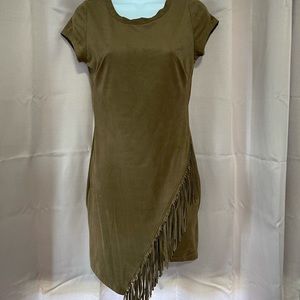 Brown faux suede dress